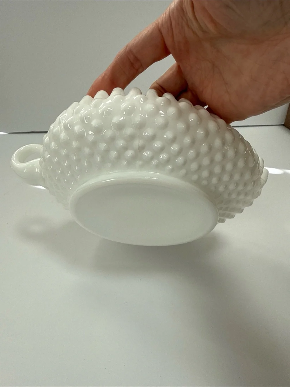 White Ruffled Milk Glass heart shaped vintage